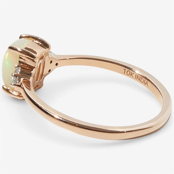 10K Rose Gold 0.70ctw Ethiopian Opal & Diamond Ring - Picture 2 of 6